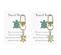 Llavero De 2 Piezas con Tortuga Pequeña, con Tarjetas De Felicitación De Bendición, Coles De Mochila De Viaje, Regalos para Viajeros, Adecuados para Amigos Y Familiares.