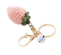 Llavero de a mano,Colgante de bola de lana de ganchillo pequeño colorido - Colorido llavero de a mano para bolso escolar, decoración suave para billetera de teléfono móvil, fresa, Se