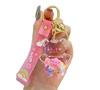 Llavero de aceite líquido gordito oso arenas movedizas lindo flotante colorido llavero chica bolso colgante regalos llavero, Rosa/Rebel Fun., Talla única