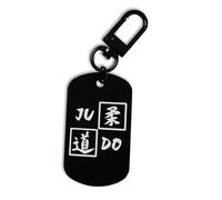Llavero de acero grabado con símbolo de judo Kanji Japón, artes marciales mixtas, mosquetón, llavero, Negro, Talla única
