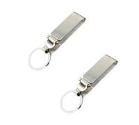Llavero de acero inoxidable, 2 clips de cinturón resistentes con llaveros, llavero desmontable de liberación rápida, accesorios para esposas, guardias de prisión, Silver, 8802# (Double Ring), Moderno