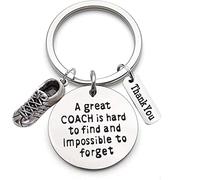 Llavero de acero inoxidable con grabado ''A Great Coach is Hard to Find and Impossible to Forget'', Regalos Entrenador, Llavero de Profesor Coach Regalo para el día del Profesor, Plata, M