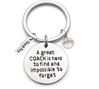 Llavero de acero inoxidable con grabado «A Great Coach is Hard to Find and Impossible to Forget» y adorno de fútbol para profesores, llavero de entrenador, regalo para el día del profesor, plata, M