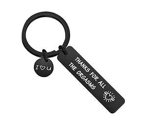 Llavero de acero inoxidable con texto en inglés "Thanks for All the Orgasms", para pareja, humor negro, amor, divertido aniversario, Color negro, forma tipo B B-b, M