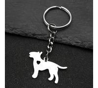 Llavero de Acero Inoxidable con y Amor para Mascota de Perro Bull Terrier para Mujeres y Hombres, Color Plateado, Porta Llaves K1345