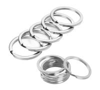LLavero de acero inoxidable de 10 a 50 Uds., llavero de 25/30mm con división plana y redonda, círculo en blanco de Metal pulido for accesorios de bricolaje (Color : Sliver 25mm, Size : 50pcs)