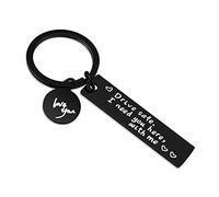 Llavero de Acero Inoxidable para Regalo Key Chain - Conducción Segura te Necesito a mi Lado - para Hombre y Mujer Familiar Adecuado para Pareja Marido Esposa Novio Novia Ella