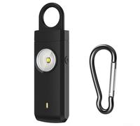 Llavero de alarma de seguridad personal de 130 dB con linterna LED recargable y luz estroboscópica para mujeres y hombres, protección de autodefensa, actividades al aire libre (es negro)