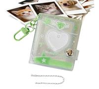 Llavero de álbum - Llavero de álbum de bolsillo | Mini carpeta para tarjetas fotográficas, 24 bolsillos (fotos de 2 pulgadas), tarjetero transparente brillante, cabina portátil, carpetas con recortes