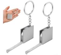 Llavero de aleación de zinc con cinta métrica de doble escala y para unidades imperiales, regla portátil compacta para proyectos de bricolaje y uso de viaje, juego de dos piezas en acabado plateado