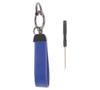 Llavero de Aleación de Zinc y Cuero Azul con Clip y Hebilla metálica | Diseño Pequeño con Bordes Redondeados, Incluye Destornillador Pequeño, Adecuado para Llaves de Coche y Oficina