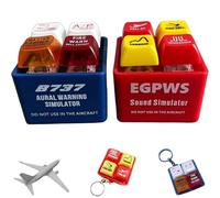 Llavero de Alerta para Pilotos y tripulación Simulador de Sonido de Alerta EGPWS, botón de Seguridad LED para Cabina para Aficionados a la aviación, Alivio del estrés (A+B)