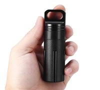 Llavero de almacenamiento para depósito de cápsulas, contenedor con aleación de aluminio, corte CNC, sellado hermético, diseño de rosca deslizante, parte superior conveniente para camping, senderismo