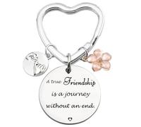 Llavero de amistad para niñas, con texto en inglés "A True Friendship ia a journey without an end", llavero de amistad, regalo de mejor amiga, regalo para niñas, regalos de cumpleaños para mejor