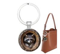 Llavero de animales con - Raccoon Charm for Backpack | Zinc Alloy with Glass Accent, 2D Tree Hole Design, Purse Wallet Decor Accessory, Women Travel Home Daily