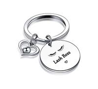 Llavero de artista de pestañas, joyería de maquillaje, llavero de jefe de pestañas, regalo de esteticista, tipo gema,