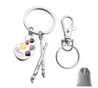 Llavero de artista, regalo para hombres y mujeres, cordón con paleta de colores y pincel para amantes del arte, decoración para artistas, regalo único para adolescentes y estudiantes, plateado, Talla