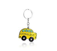 Llavero de autobús escolar lindo amarillo divertido llavero de autobús de dibujos animados para profesores, estudiantes, mujeres, adolescentes, joyería, M, Zinc, Sin gemas.