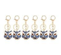 Llavero de Baile del León, Metal con Rhinestone, Set de 6 Piezas, Color Negro - Diseño Exquisito y Divertido, Durable y Versátil para Bolsos y Llaves (Azul)