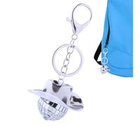 Llavero de bola de discoteca, diseño retro de sombrero rosa, mini llavero de bola de discoteca, llavero de hip hop, decoración de llaves de coche para mujeres, hombres, niños y niñas, Patrón de