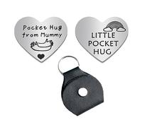 Llavero de bolsillo pequeño con texto en inglés "Hug From Mom" para familia, pareja, relación, llavero con colgante de corazón para mujeres y niñas, cubierta de poliuretano, f, Talla única