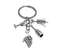 Llavero de botella de vino - Llaveros de botella de vino, copa de vino, abrebotellas o abridor y racimo uvas - Accesorio vino tinto, blanco para amantes del vino, copas… - Unisex para hombre y mujer