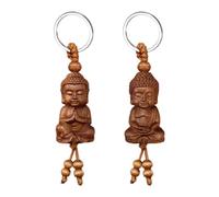 Llavero De Buda De 2 Piezas De Madera, Unisex, De Bolso, Accesorios para Llaves, Regalo De Meditación Budista