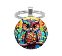 Llavero de búho - Colgante con estilo artístico de vidrio transparente, construcción de hardware antioxidante fuerte, diseño único de accesorio de personalidad, borde suave, forma fácil de transportar