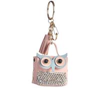 Llavero de búho - colgante único de dibujos animados con soporte funcional para monedas, pequeño bolso de piel sintética, llavero colgante para bolso, bolso, bolso, llaves, o, Rosa., Siehe