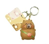 Llavero de burbujas de dibujos animados con sonido musical y burbujas pellizcables, funciona como un divertido accesorio de alivio del estrés para llaves y bolsas (Curry)