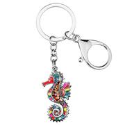 Llavero de caballito de mar de aleación esmaltada con dije de océano para mujeres y niñas, bolsa de regalo (multicolor)