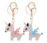Llavero De Caballo Arcoíris De 2 Piezas, Llavero De Pedrería Brillante, Llavero De Animal De Cuento De Hadas, Llavero De Regalo Creativo, Accesorios Clave, Dije De Bolso para Niñas