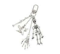Llavero de calavera único de aleación de metal para uso diario, mochilas, accesorio gótico, regalo extraño, llavero de esqueleto con diseño de aleación resistente para mochila, equipaje, teléfono