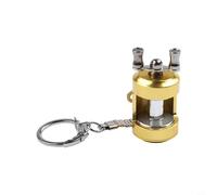 Llavero de carrete de pesca, colgante de rueda de tambor en miniatura con piezas móviles de aleación de metal para pescadores y uso de pesca (carrete de tambor)