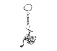 Llavero de carrete de pesca en miniatura | Colgante de rueda realista con piezas móviles | Pescador de aleación de metal para decoración de bolsas | compacto de 3,5 cm (carrete)