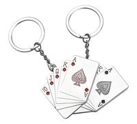 Llavero de Carta de Póquer de Aleación, 2 Piezas Aro | Colgante Creativo para Bolso y Maleta, Diseño Simple y Chic, Adecuado para Viajeros y DIY