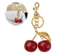 Llavero de cereza de cristal, elegante llavero de cereza, colgante de bolso de cereza, colgante de cereza, colgante de cereza brillante brillante para monederos, bolsos, mochilas, rojo, Süßer
