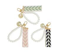 Llavero De Cinta con Cinturón De Hojas De 3 Piezas, Llavero De Perlas para Mujer, Elee Cole De Bolso, Cole De Decoración De Llaves De Coche, Cole De Perlas para Teléfono Celular.