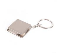 Llavero de cinta métrica de acero inoxidable con función retráctil y graduaciones transparentes para dimensiones entre 70 y 80 cm