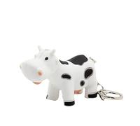 Llavero de coche con diseño de vaca de dibujos animados, llavero de luz y sonido, lindo llavero de animales de peluche para llaveros para niños, llavero de cerdo, blanco, Talla única