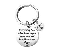 Llavero de coche para el día del día de mamá, regalos de cumpleaños de hija, llavero con texto en inglés "As My Mom And Best Friend Always Rose Rainbow Alloy Day Gift Ornament Stainless Steel Keyrings