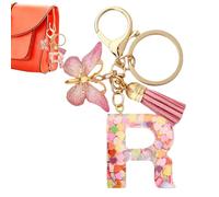 Llavero de coche para mujer | Llavero de coche con llavero con letras para coche, llavero de mariposa, bonito llavero para mujeres y niñas