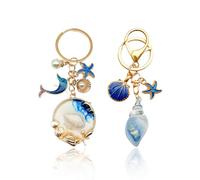 Llavero De Concha De Delfín De 2 Piezas, Llavero con Motivos Oceánicos, Cole De Mochila Bonito Y Práctico.