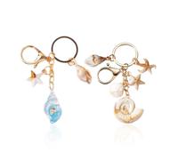 Llavero De Concha De Estrella De Mar De 2 Piezas, Cole De Playa De Verano, Cole De Bolso Creativo, Llavero De Coche, Decoración De Estilo Oceánico.