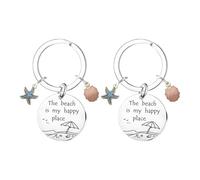 Llavero De Concha De Estrella De Mar De 2 Piezas, Llavero para Amantes De La Playa, Verano, Regalo De Estilo Bohemio.