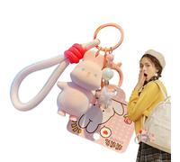 Llavero de conejo lindo, llavero de conejo de dibujos animados | Llavero animal flocado para bolsos,Accesorios de bolsa de escuela, adorable para teléfonos móviles, bolsos, mochilas