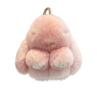 Llavero de conejo suave y bonito llavero de conejo Rex para bolso de mano de coche, Color de pasta de frijoles, Refer to description