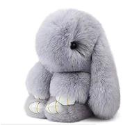Llavero De Conejo Suave Y Esponjoso Llavero Lindo Llavero De Conejo De Peluche Llavero De Conejo De Peluche Llavero De Piel Artificial Llavero Pompón Decoración De Llavero (Gris claro (18 cm))