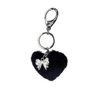 Llavero de corazón de felpa con anillos de lazo, adorno elegante para bolsos, mochilas, compañero de compras