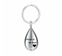 Llavero de cremación para cenizas siempre en mi corazón urna medallón cremación joyas Teardrop Memorial Keepsake Keychain, Acero inoxidable, No es una piedra preciosa